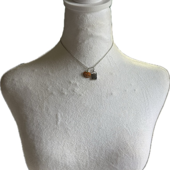 🎃 Cookie Lee Pumpkin and Silver Tone 🍬Trick or Treat Necklace - Picture 4 of 10